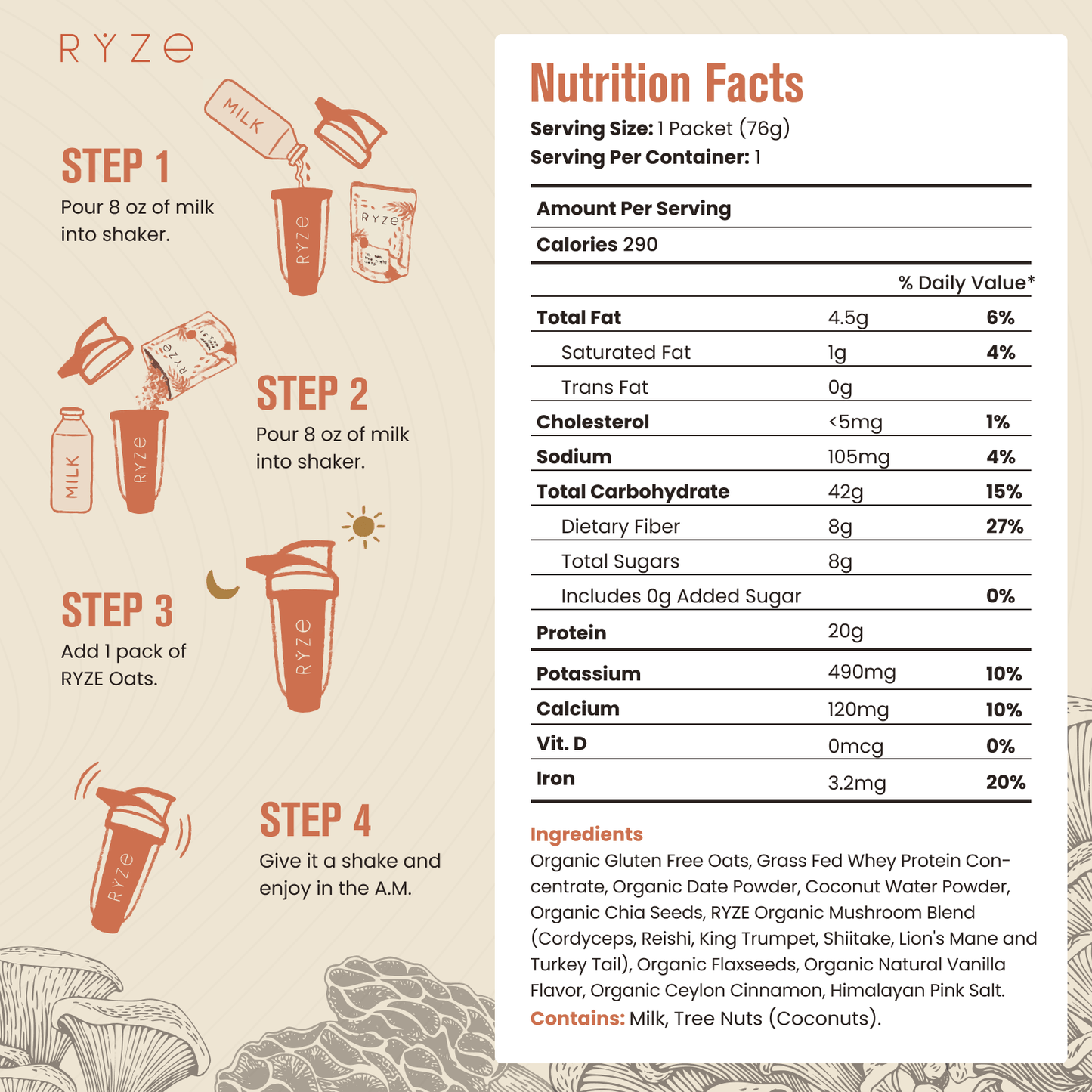 Mushroom Overnight Oats Pack (14 Servings) - C48I