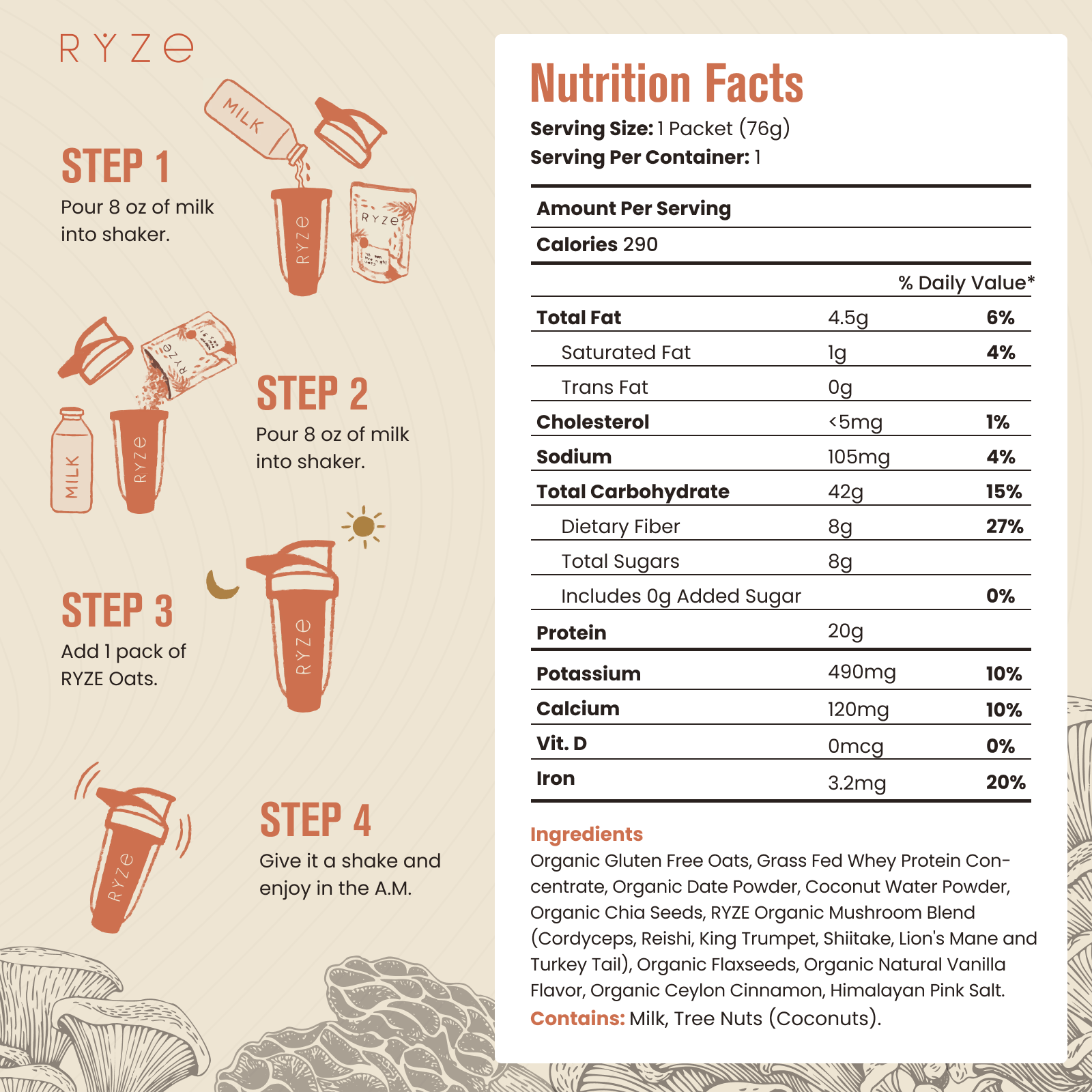 Mushroom Overnight Oats Pack (28 Servings) - DPO2
