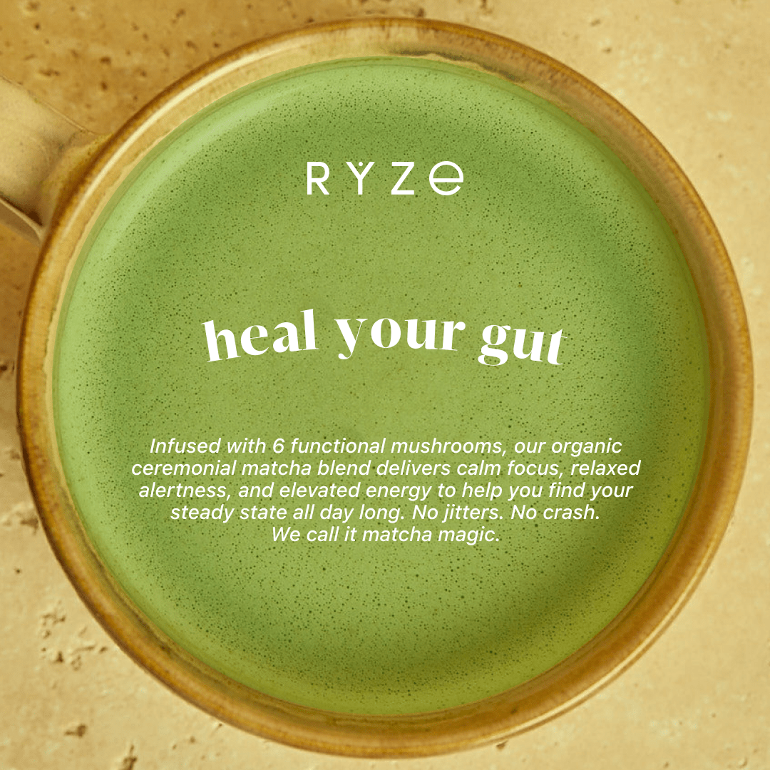 RYZE Mushroom Matcha - with 6 Organic Adaptogenic Mushrooms Grown In USA and Ceremonial-Grade Japanese Matcha - S7DJ